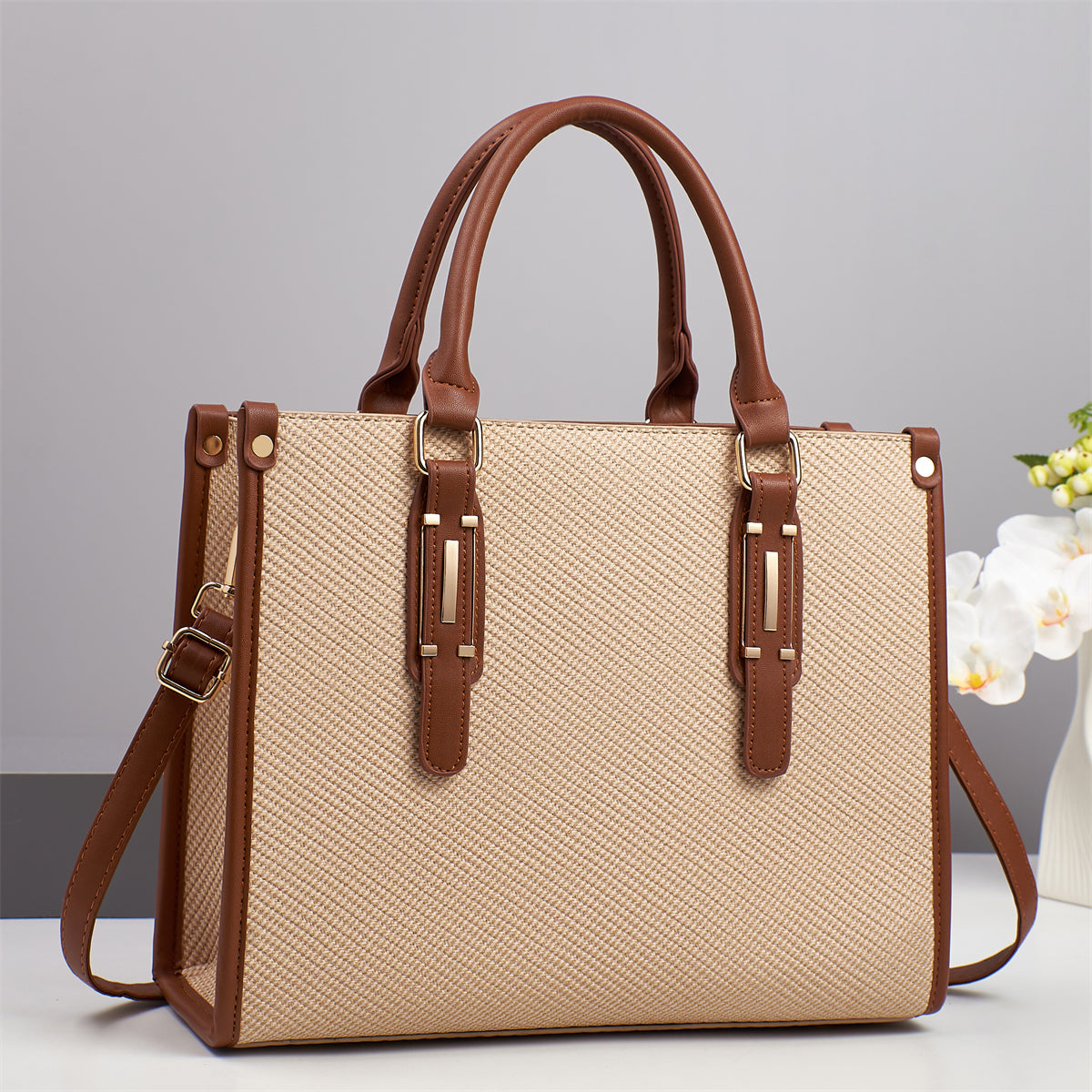 Saffiano PU Leather Tote Bag for Women | Designer Shoulder Crossbody Bag | Luxury Work & Travel Handbag