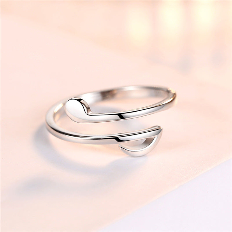 Adjustable Geometric Ring for Women | Silver & Rose Gold Minimalist Band | Trendy Stackable Wedding Ring