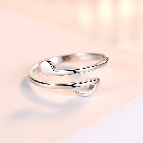 Adjustable Geometric Ring for Women | Silver & Rose Gold Minimalist Band | Trendy Stackable Wedding Ring