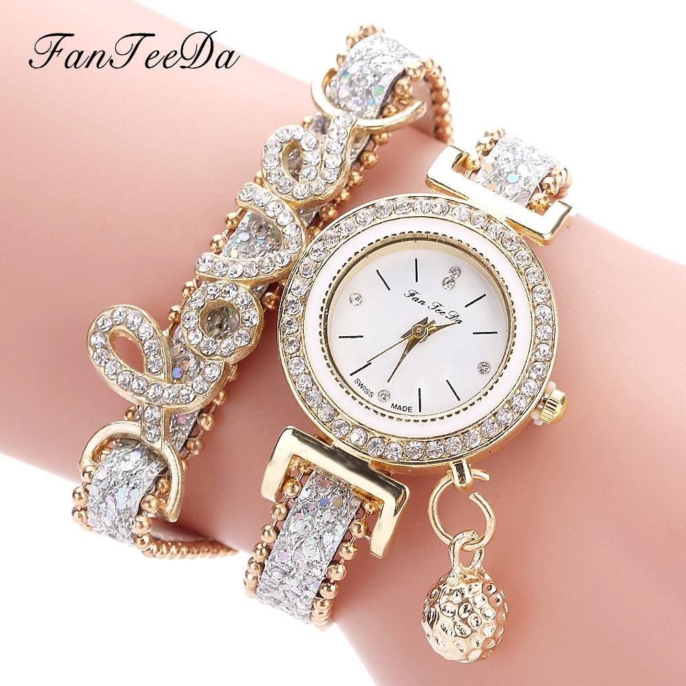 Women's Rhinestone Bracelet Watch | Fashion Quartz Dress Watch | Elegant Crystal Wristwatch Gift for Her
