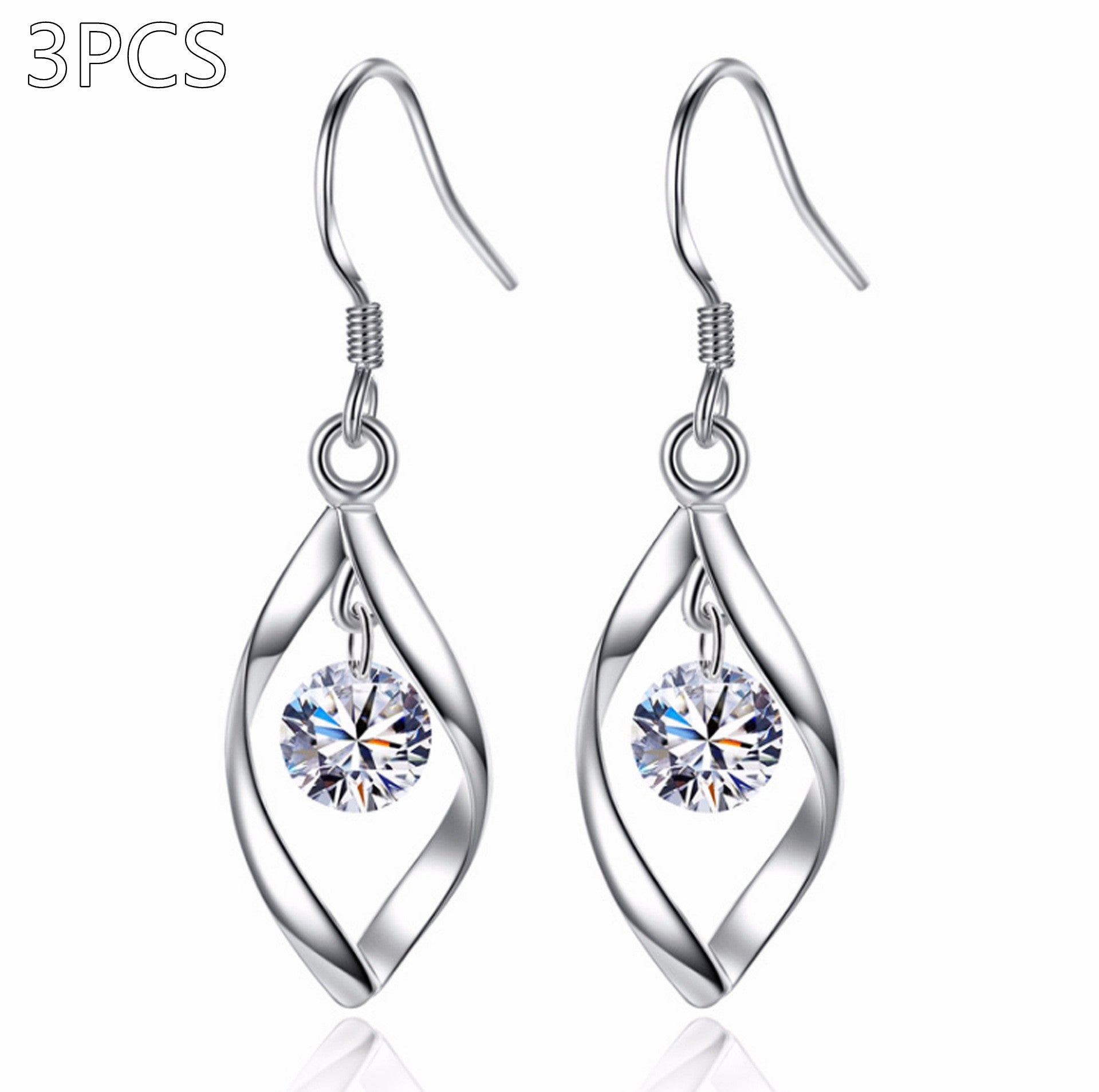Platinum Zircon Stud Earrings for Women | White Gold Crystal Gem Earrings | Elegant Bridal Jewelry Gift