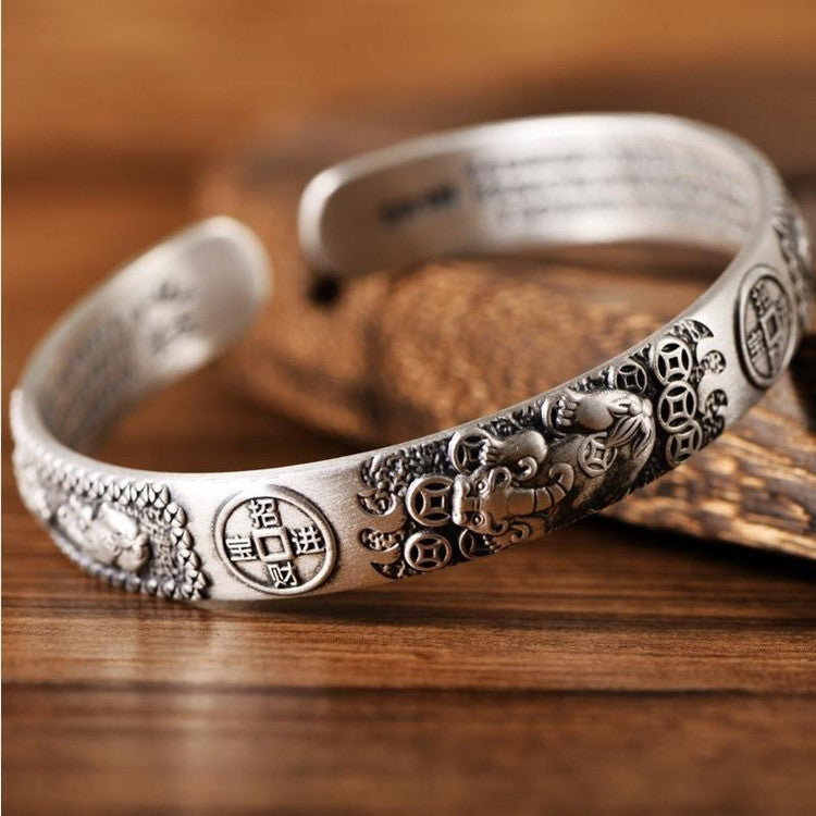 Heart Sutra Mantra Copper Bracelet | Spiritual Geometric Cuff | Unisex Retro Buddhist Jewelry Gift