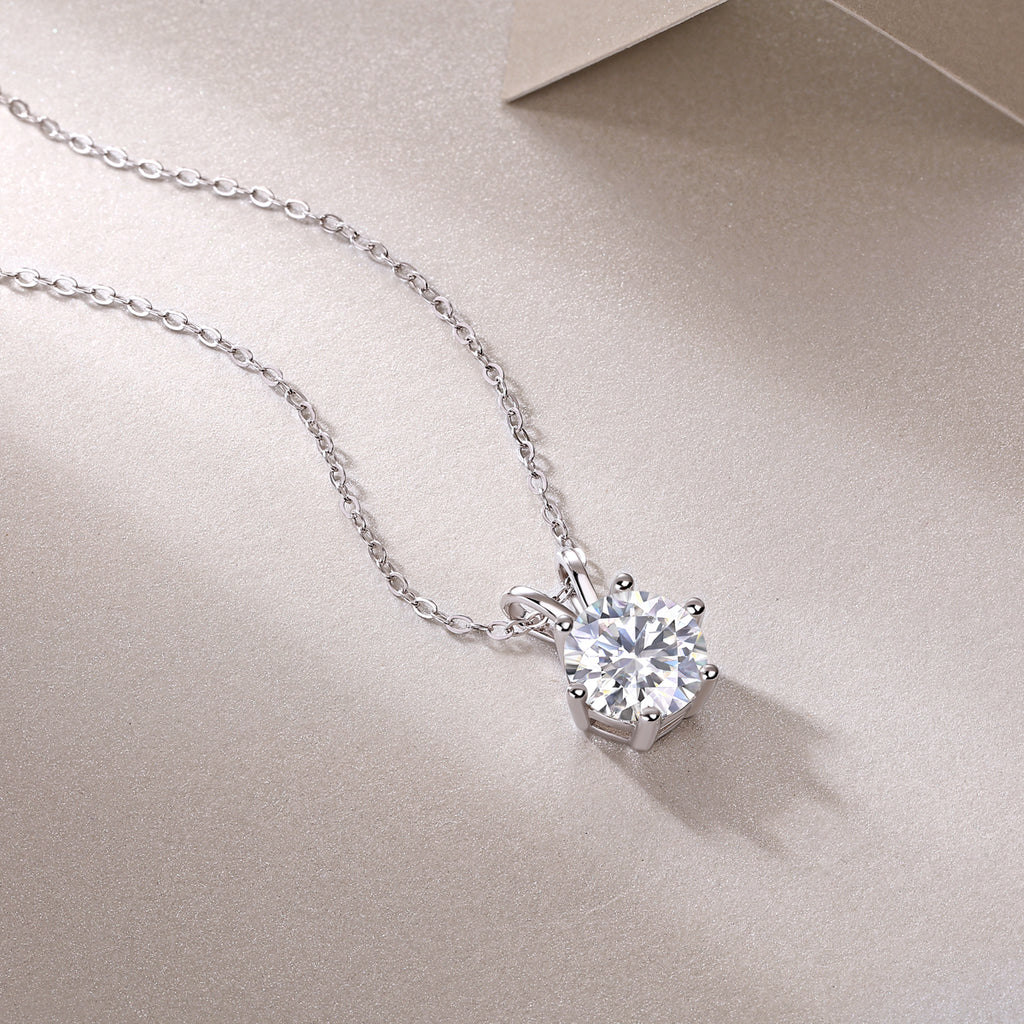 2 Carat Moissanite Diamond Pendant Necklace | S925 Sterling Silver Chain | Luxury Fine Jewelry Gift for Women