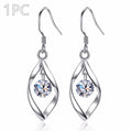 Platinum Zircon Stud Earrings for Women | White Gold Crystal Gem Earrings | Elegant Bridal Jewelry Gift