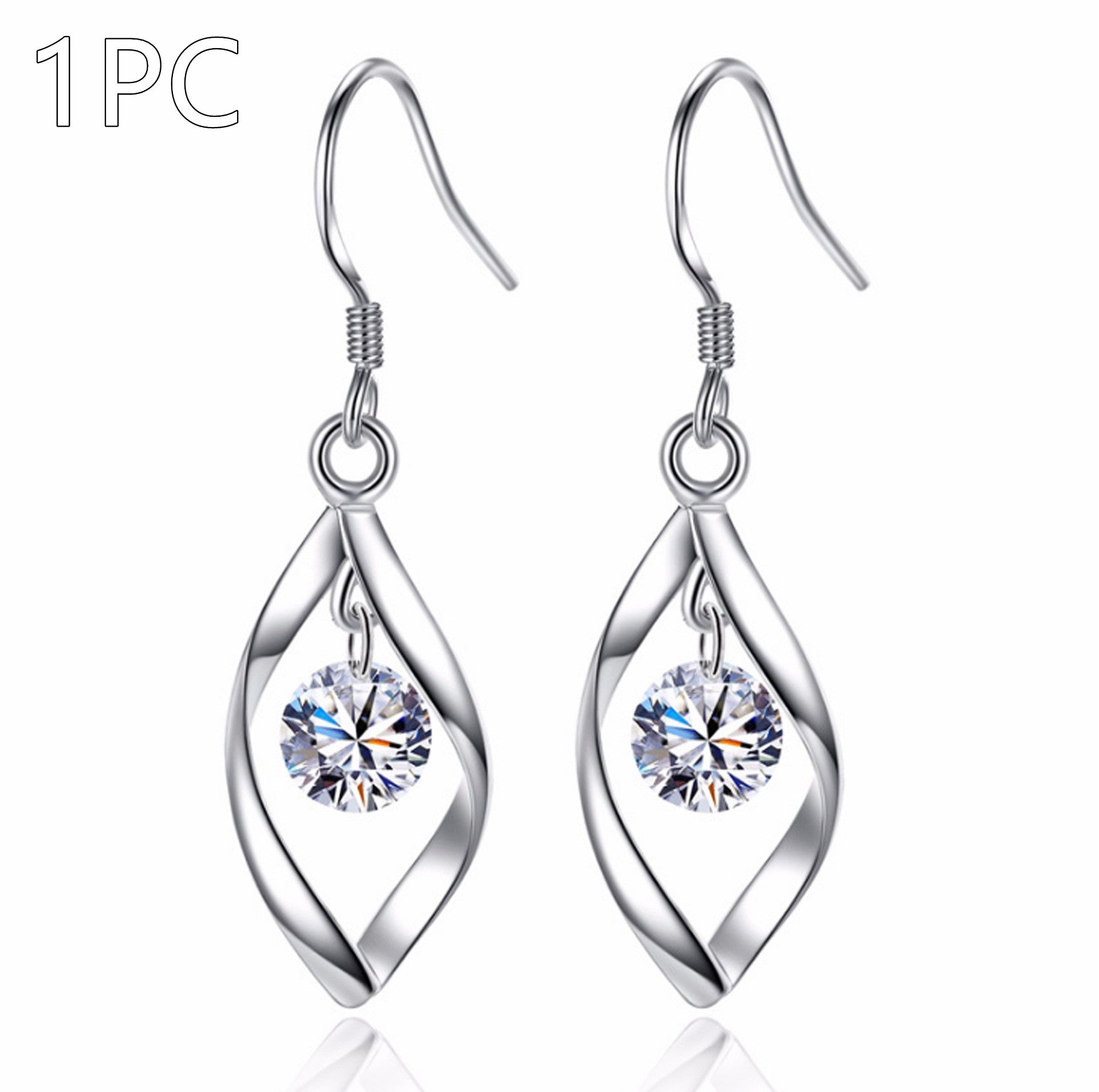 Platinum Zircon Stud Earrings for Women | White Gold Crystal Gem Earrings | Elegant Bridal Jewelry Gift
