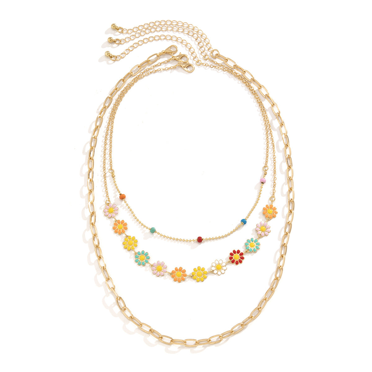 Retro Simple Ethnic Style Color Little Daisy Necklace