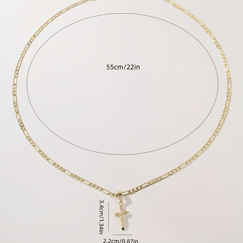 14K Gold Plated Cross Pendant Necklace – Cubic Zirconia | Daily & Formal Wear