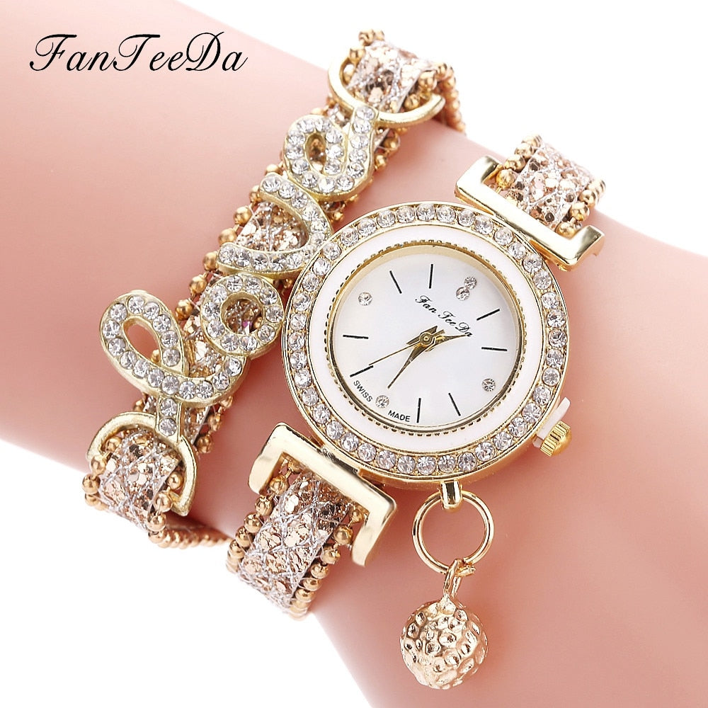 Women's Rhinestone Bracelet Watch | Fashion Quartz Dress Watch | Elegant Crystal Wristwatch Gift for Her