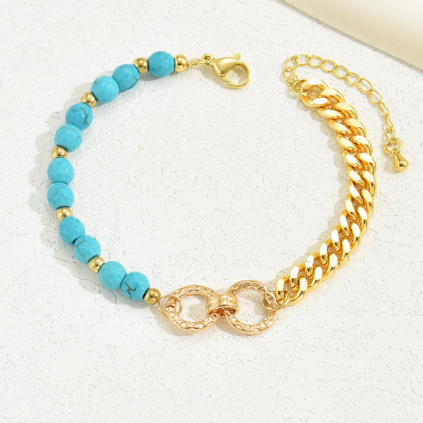 Turquoise Beaded Bracelet for Women | Boho Multi-Chain Layered Wristband | Couples Vacation Jewelry Gift