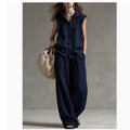 Women's 2-Piece Lounge Set | Sleeveless Hoodie & Wide-Leg Pants
