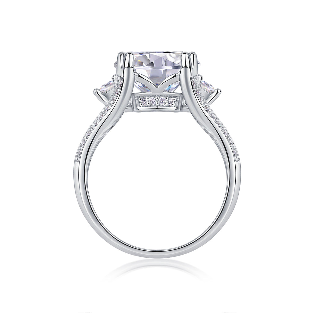 5 Carat Moissanite Engagement Ring | Platinum Plated S925 Sterling Silver | Luxury Diamond Alternative Ring for Women