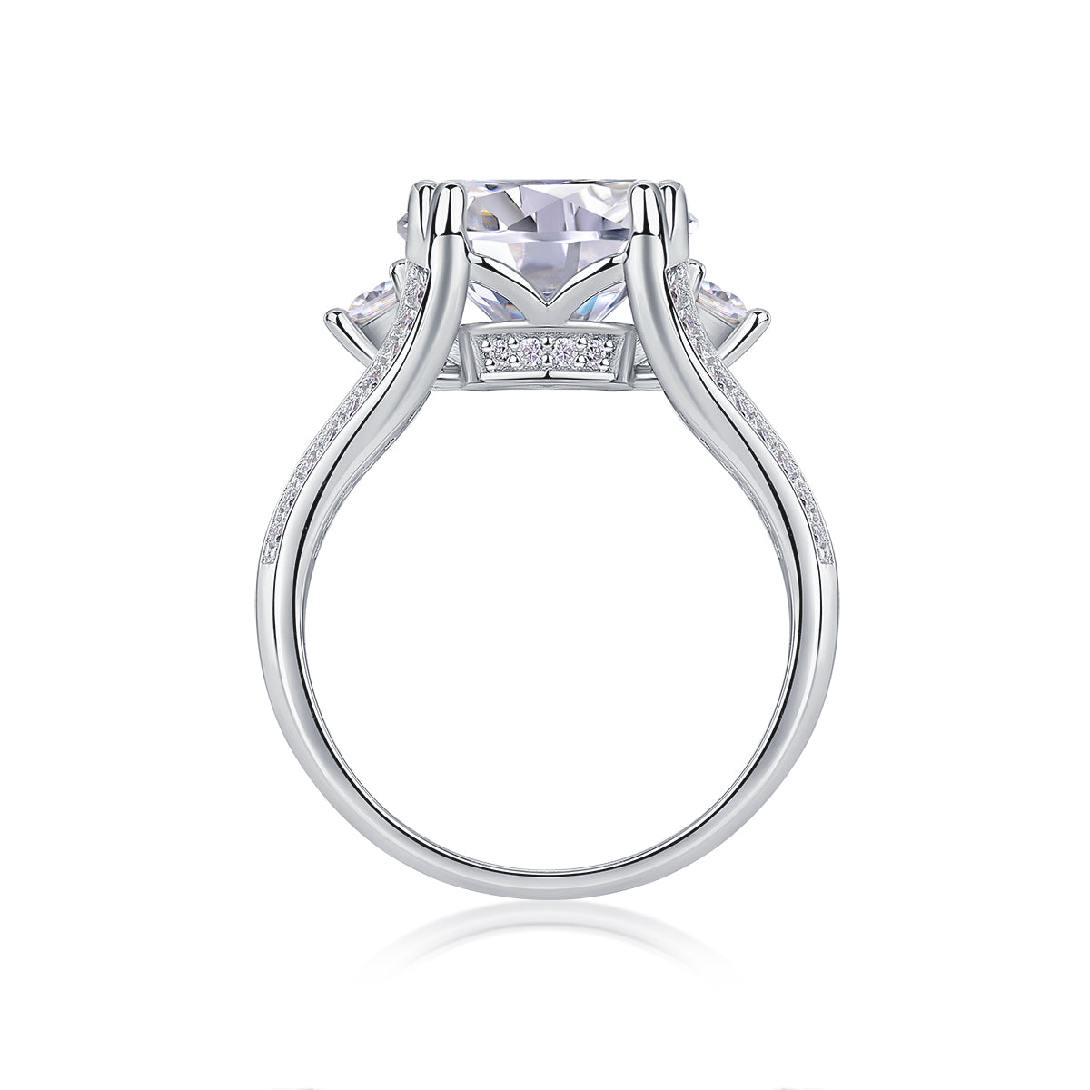 5 Carat Moissanite Engagement Ring | Platinum Plated S925 Sterling Silver | Luxury Diamond Alternative Ring for Women