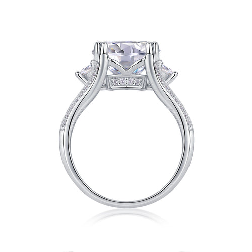 5 Carat Moissanite Engagement Ring | Platinum Plated S925 Sterling Silver | Luxury Diamond Alternative Ring for Women