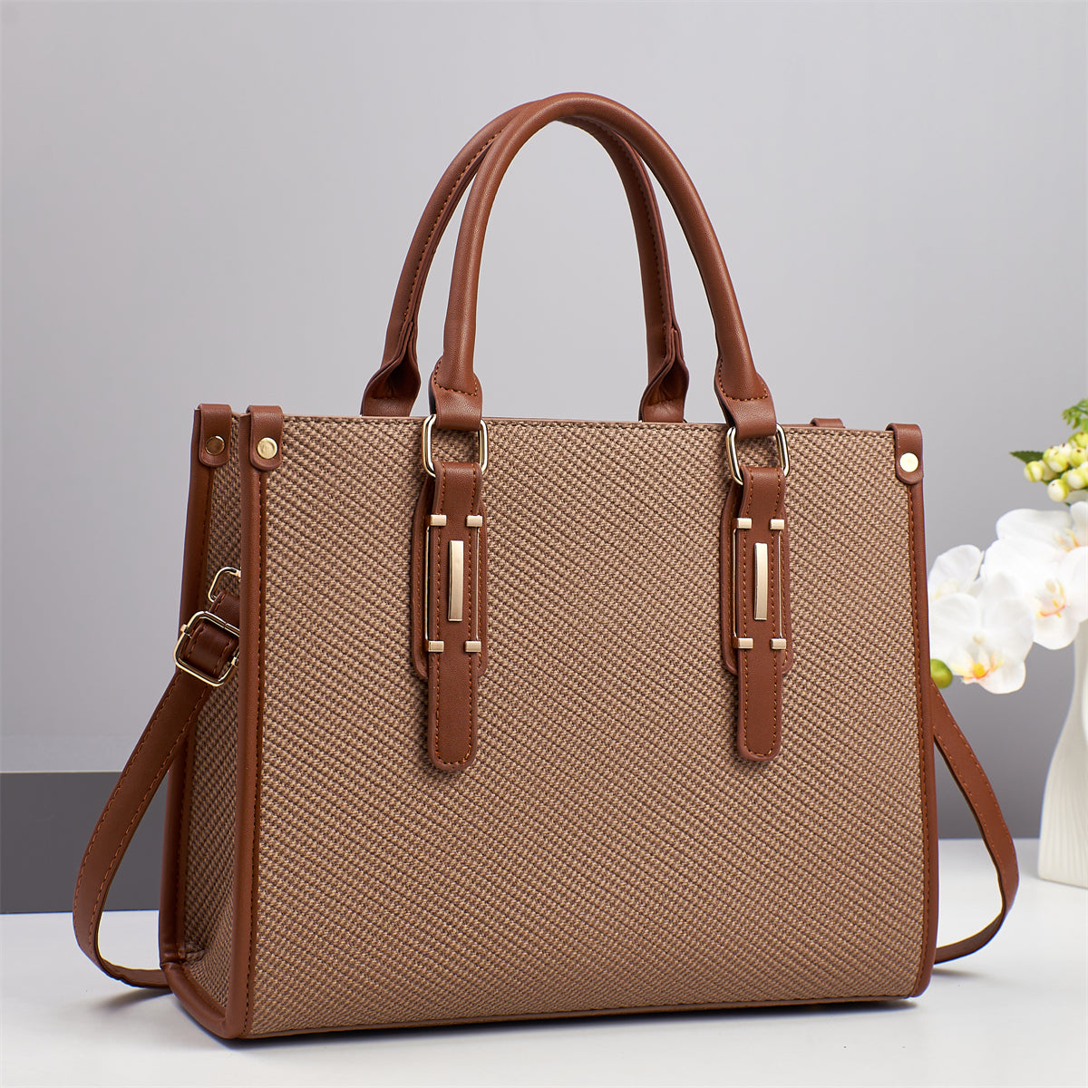 Saffiano PU Leather Tote Bag for Women | Designer Shoulder Crossbody Bag | Luxury Work & Travel Handbag