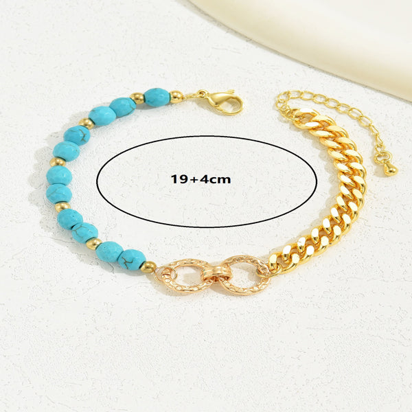 Turquoise Beaded Bracelet for Women | Boho Multi-Chain Layered Wristband | Couples Vacation Jewelry Gift