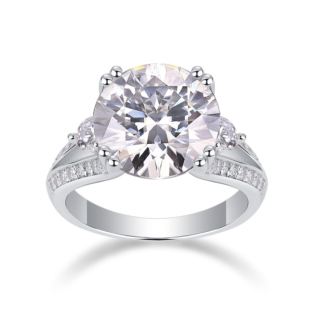 5 Carat Moissanite Engagement Ring | Platinum Plated S925 Sterling Silver | Luxury Diamond Alternative Ring for Women
