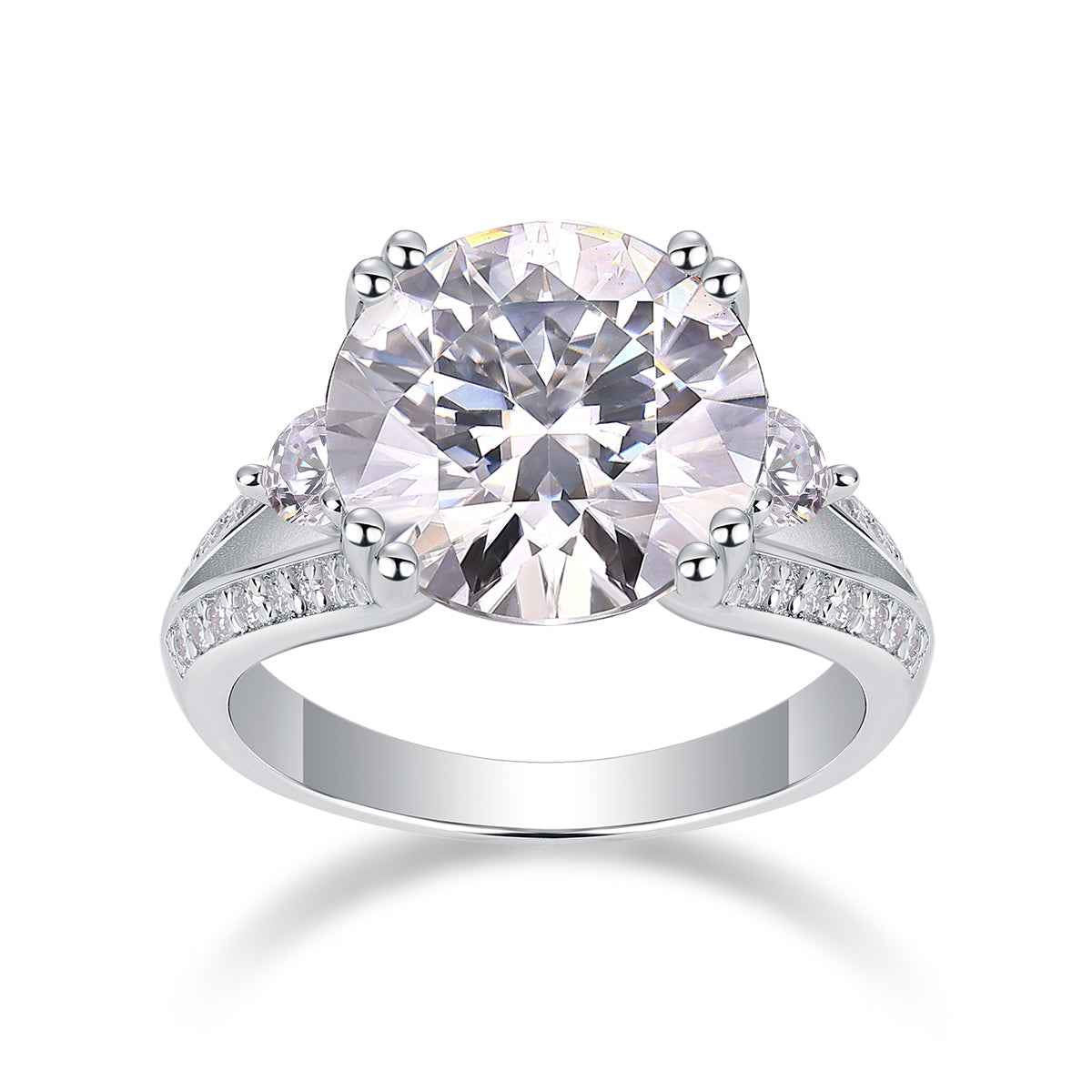 5 Carat Moissanite Engagement Ring | Platinum Plated S925 Sterling Silver | Luxury Diamond Alternative Ring for Women