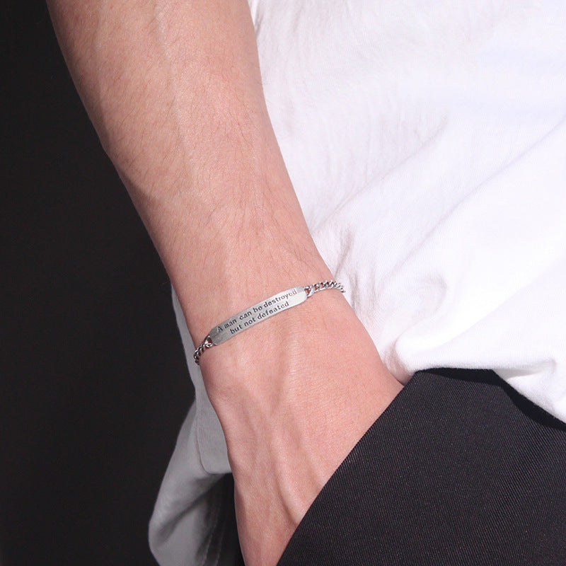 Mens Vintage Thai Silver Bracelet – Fashion Letter Engraved Bracelet for Men | Adjustable Sterling Silver Style Jewelry