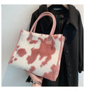 Trendy Plush Leopard Print Handbag | Large Capacity Women's Tote Bag | Robledo Outfitters.
