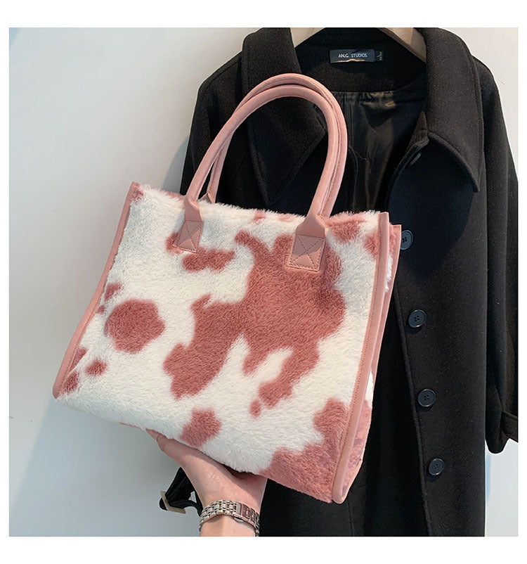 Trendy Plush Leopard Print Handbag | Large Capacity Women's Tote Bag | Robledo Outfitters.