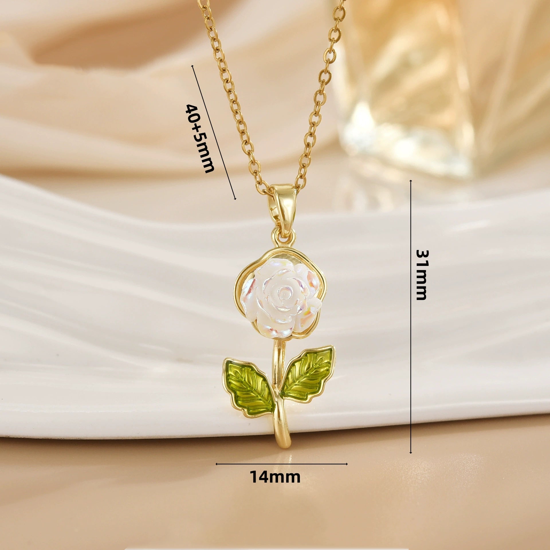 Gardenia Flower Pendant Necklace for Women | Gold Plated Clavicle Chain | Elegant Floral Jewelry Gift