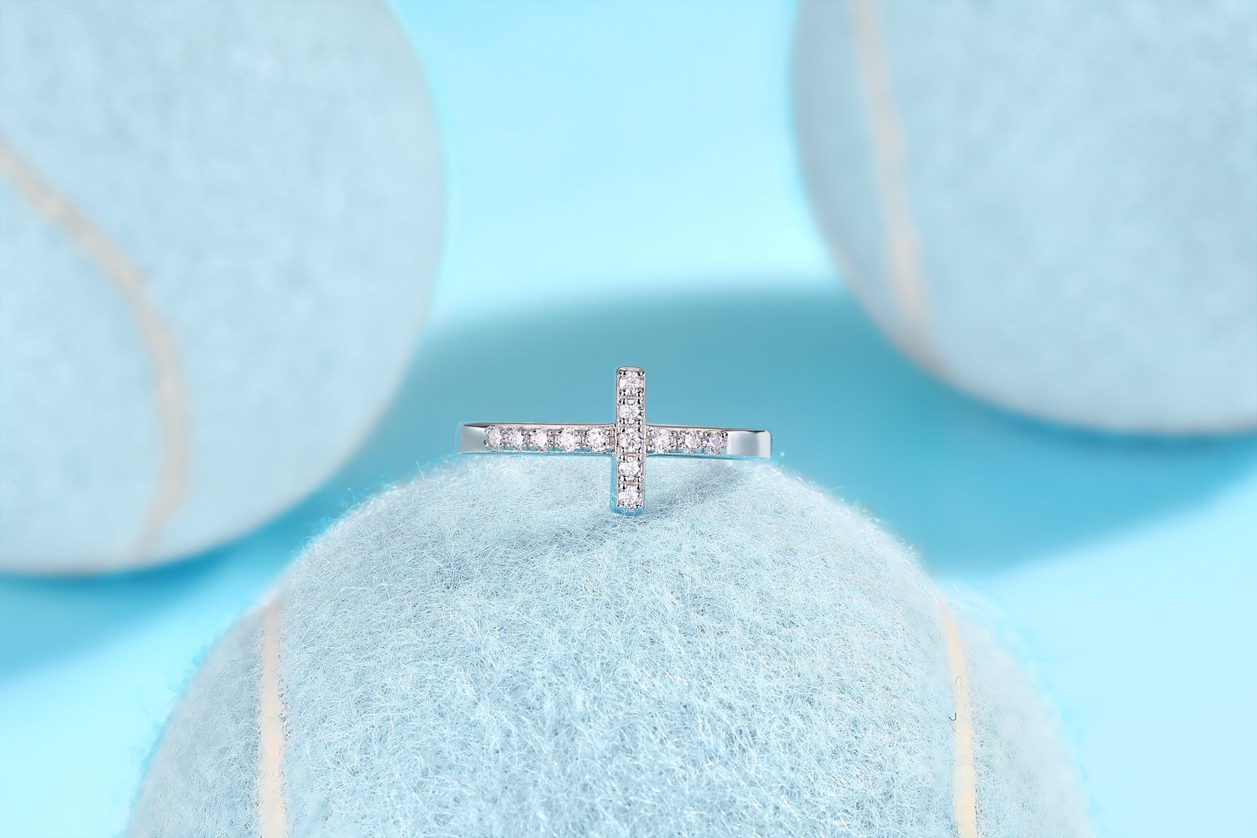 Holy Cross Moissanite Ring | Platinum Plated S925 Sterling Silver | Luxury Christian Faith Jewelry Gift for Women