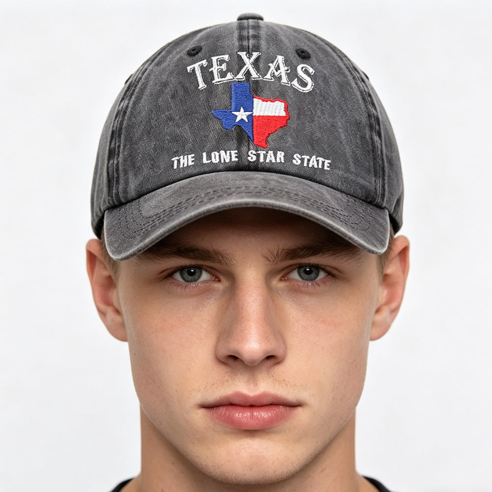 Texas Lone Star State Embroidered Baseball Cap | Vintage Washed Cotton Hat | Unisex Texas Pride Gift