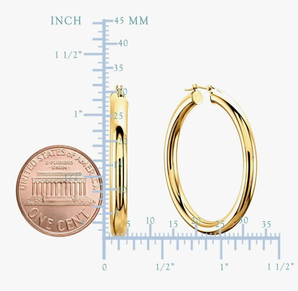 14K Gold Filled Hoop Earrings | 40mm Creole Hoops | Hypoallergenic Fine Jewelry for Women & Girls