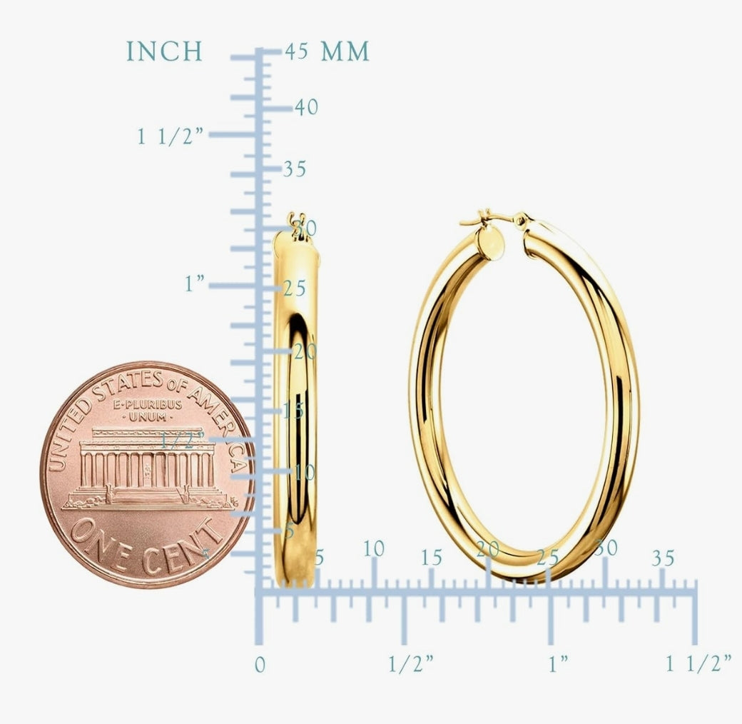 14K Gold Filled Hoop Earrings | 40mm Creole Hoops | Hypoallergenic Fine Jewelry for Women & Girls