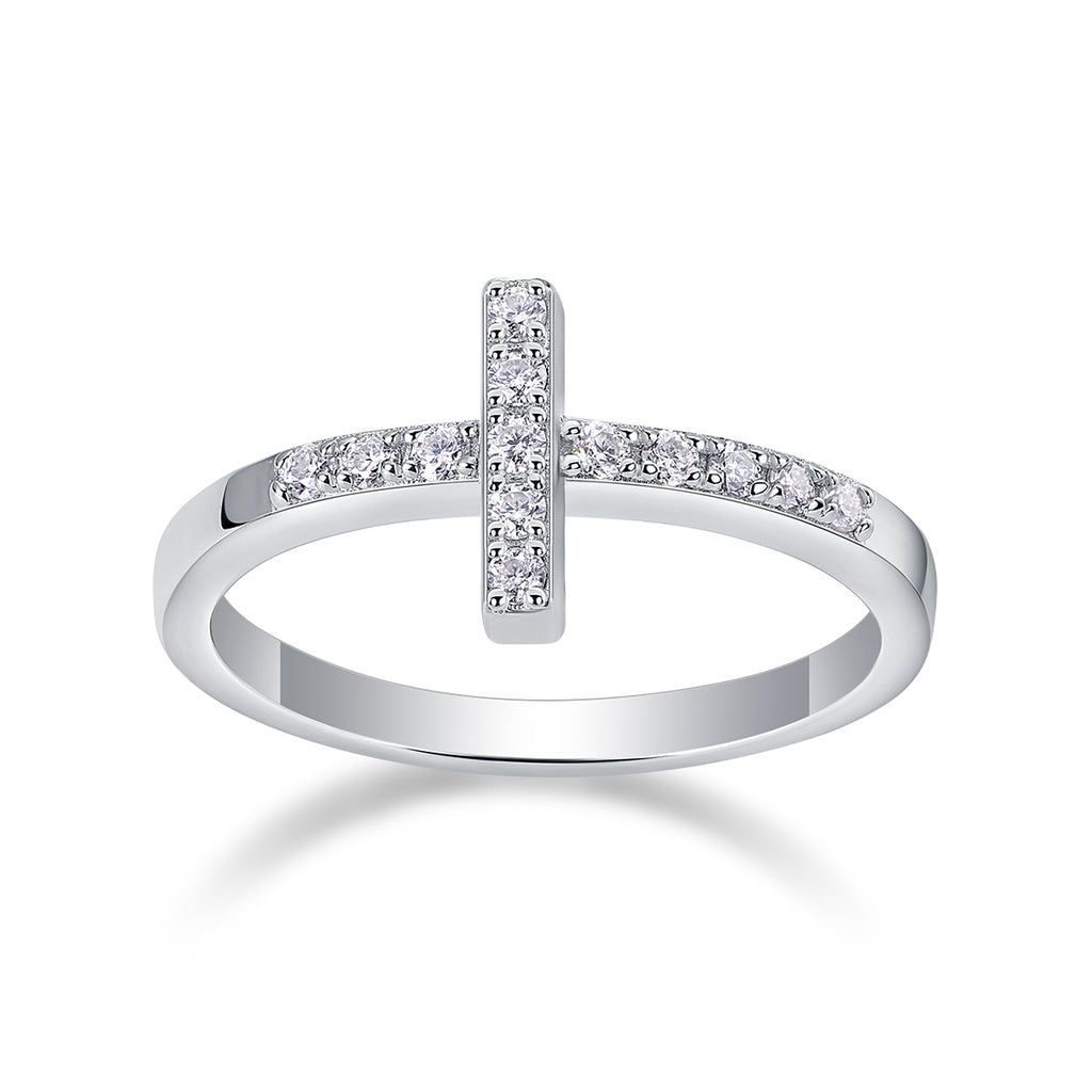 Holy Cross Moissanite Ring | Platinum Plated S925 Sterling Silver | Luxury Christian Faith Jewelry Gift for Women