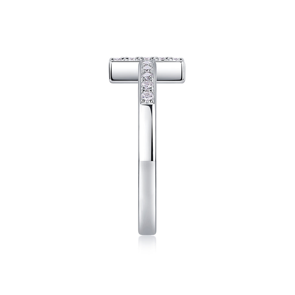 Holy Cross Moissanite Ring | Platinum Plated S925 Sterling Silver | Luxury Christian Faith Jewelry Gift for Women