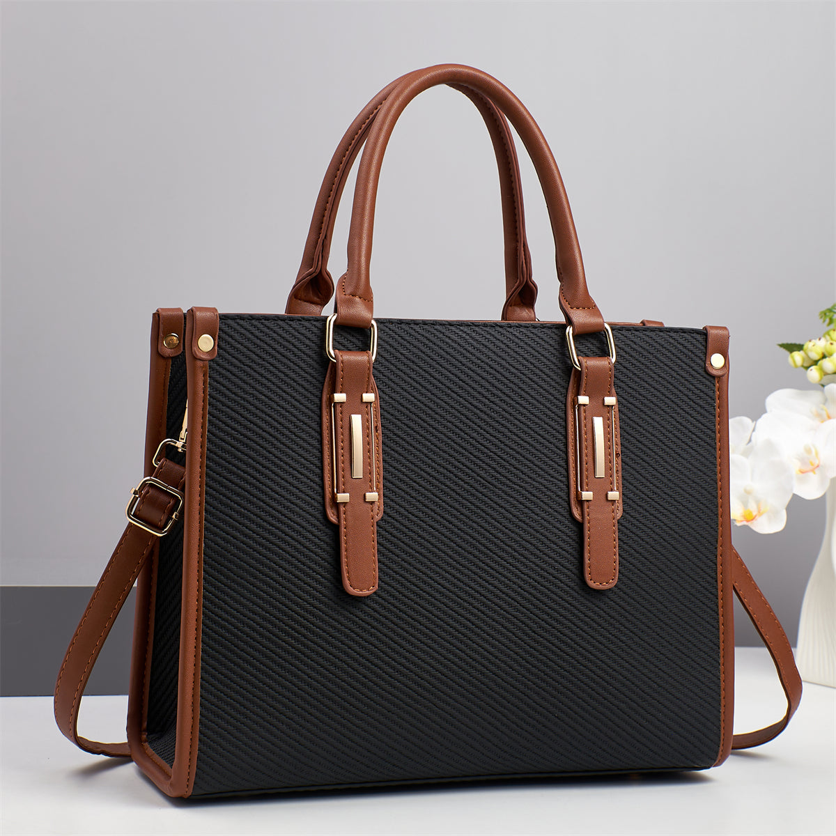 Saffiano PU Leather Tote Bag for Women | Designer Shoulder Crossbody Bag | Luxury Work & Travel Handbag