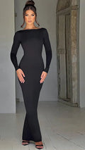 Womens Black Long sleeve dressy Dress. 