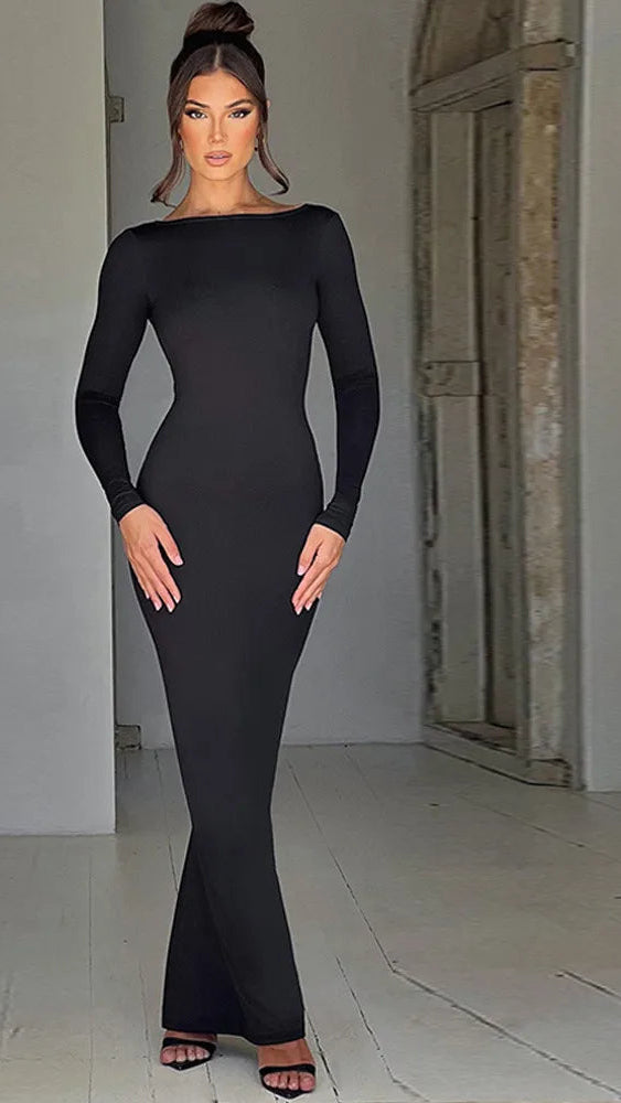 Womens Black Long sleeve dressy Dress. 