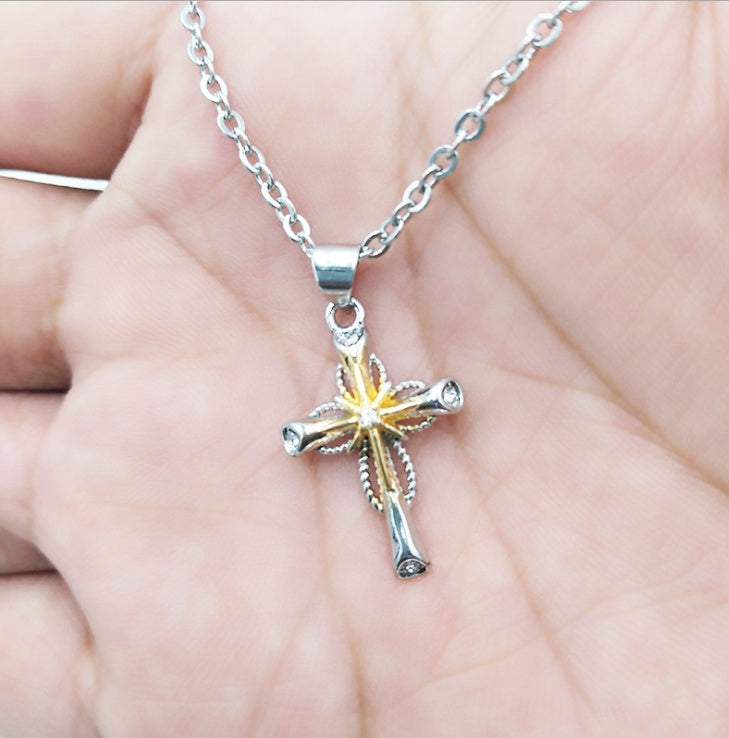 Silver Cross Pendant Necklace for Women | Octagonal Star Cross Chain | Christian Faith Jewelry Gift