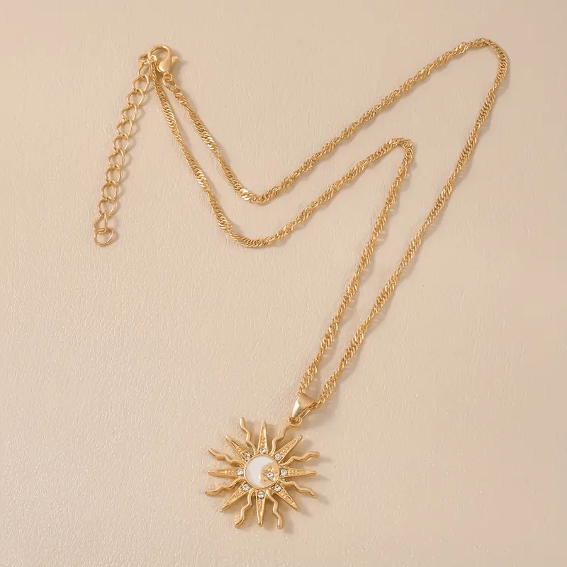 Bohemian Women's Vintage Ethnic Style Necklace Featuring Star, Sun, And Moon Pendants, Adjustable for Everyday Wear Or Holidays, Perfect As a Gift for Festivals A