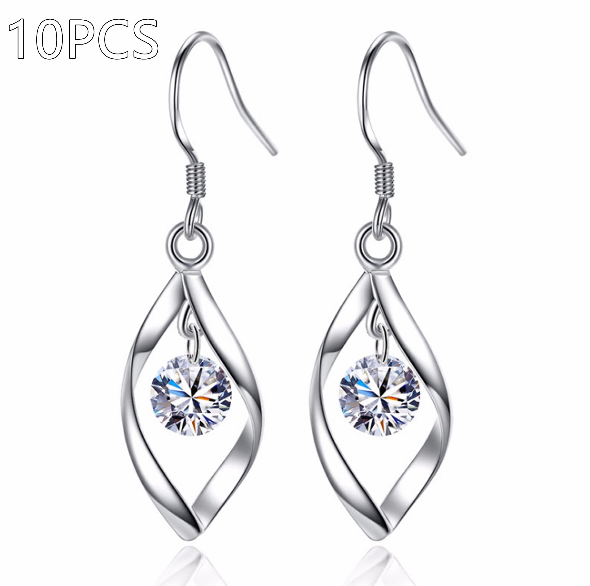 Platinum Zircon Stud Earrings for Women | White Gold Crystal Gem Earrings | Elegant Bridal Jewelry Gift
