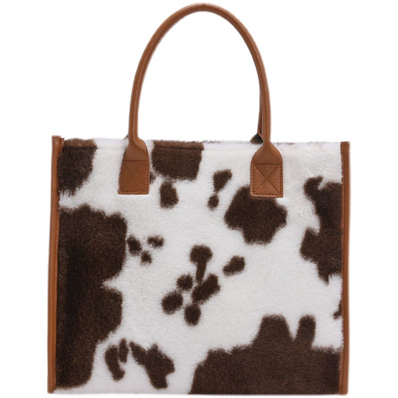 Trendy Plush Leopard Print Handbag | Large Capacity Women's Tote Bag | Robledo Outfitters.