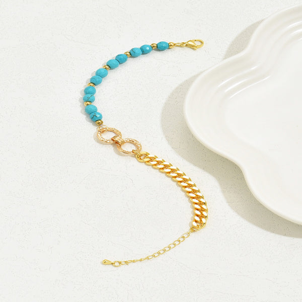 Turquoise Beaded Bracelet for Women | Boho Multi-Chain Layered Wristband | Couples Vacation Jewelry Gift