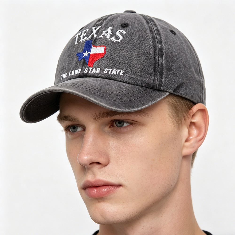 Texas Lone Star State Embroidered Baseball Cap | Vintage Washed Cotton Hat | Unisex Texas Pride Gift