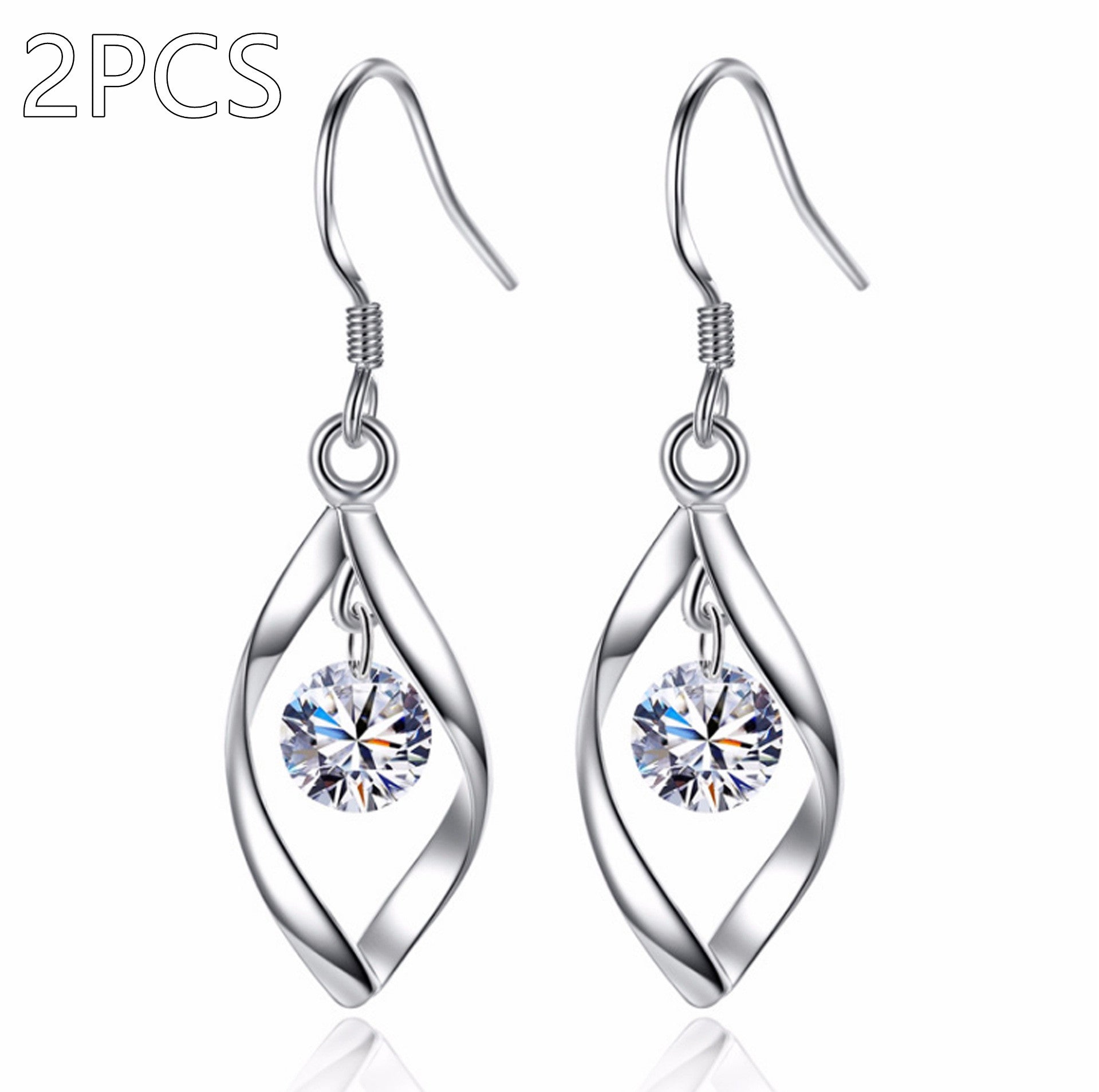 Platinum Zircon Stud Earrings for Women | White Gold Crystal Gem Earrings | Elegant Bridal Jewelry Gift