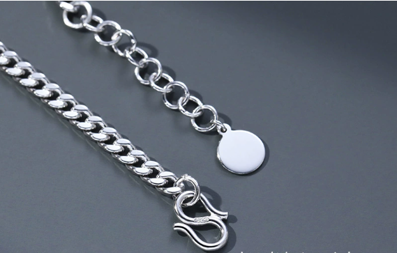 Mens Vintage Thai Silver Bracelet – Fashion Letter Engraved Bracelet for Men | Adjustable Sterling Silver Style Jewelry