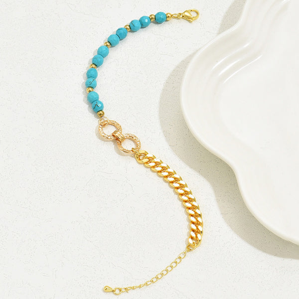 Turquoise Beaded Bracelet for Women | Boho Multi-Chain Layered Wristband | Couples Vacation Jewelry Gift