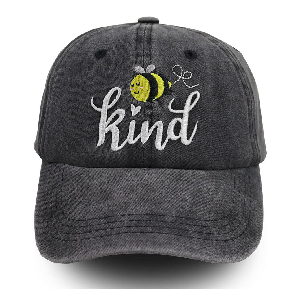 Bee Kind Embroidered Baseball Cap | Washed Cotton Low-Profile Hat