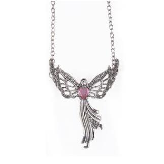 Women Angel Diamond Pendant Necklace | Religious Jewelry Gift for Women & Men | Silver Crystal Charm Necklace
