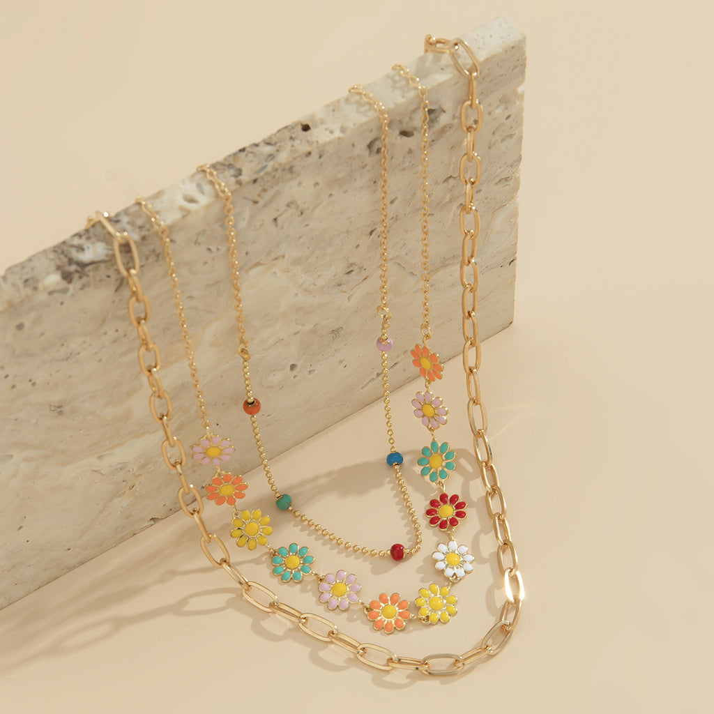 Retro Simple Ethnic Style Color Little Daisy Necklace