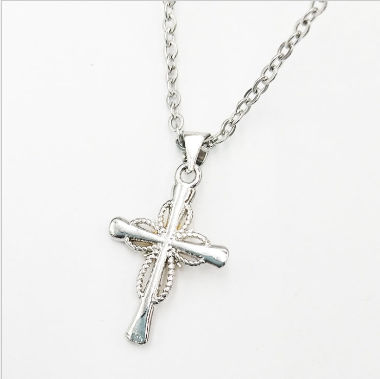 Silver Cross Pendant Necklace for Women | Octagonal Star Cross Chain | Christian Faith Jewelry Gift