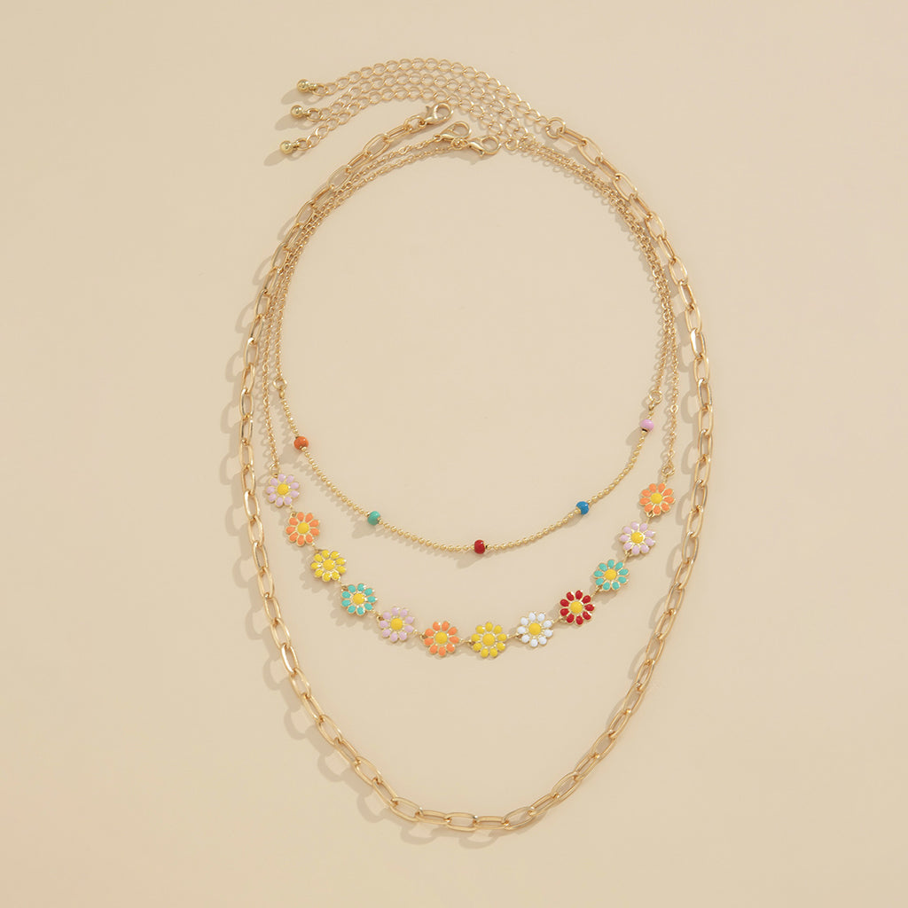 Retro Simple Ethnic Style Color Little Daisy Necklace