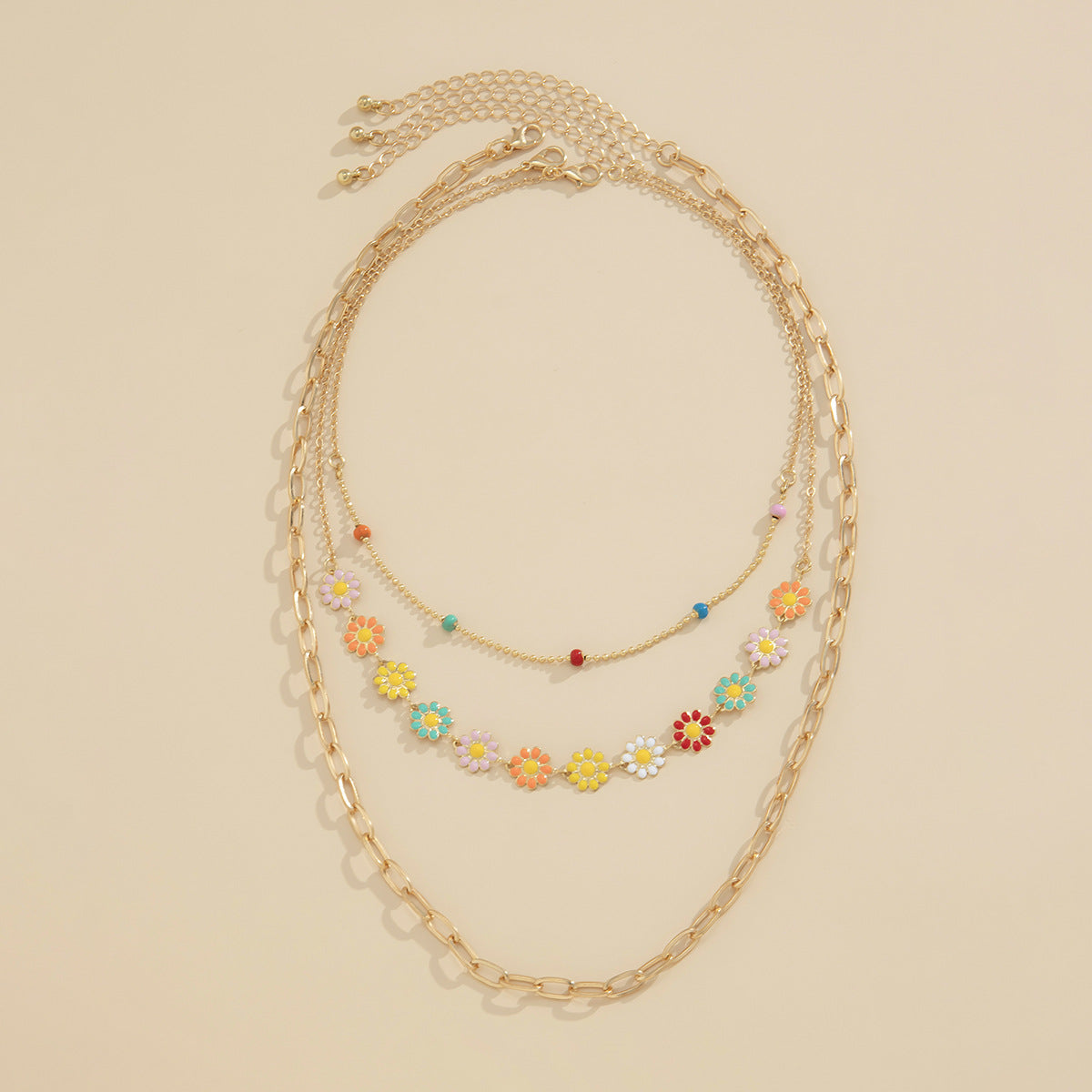 Retro Simple Ethnic Style Color Little Daisy Necklace