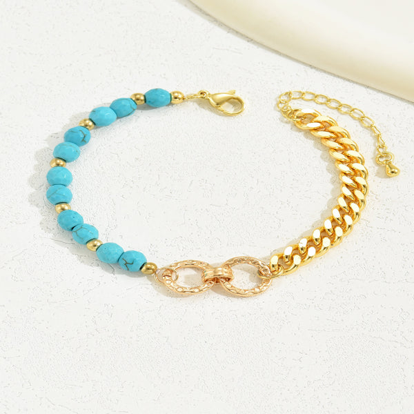Turquoise Beaded Bracelet for Women | Boho Multi-Chain Layered Wristband | Couples Vacation Jewelry Gift